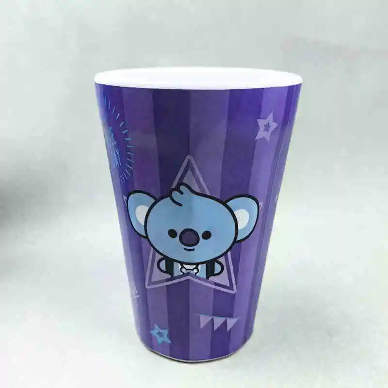 480mll BT21 Cartoon Line Friends Tata Cooky Water Cup Melamine Material Chimmy Rj  Anti-fall Lightweight Household Milk Coke Cup