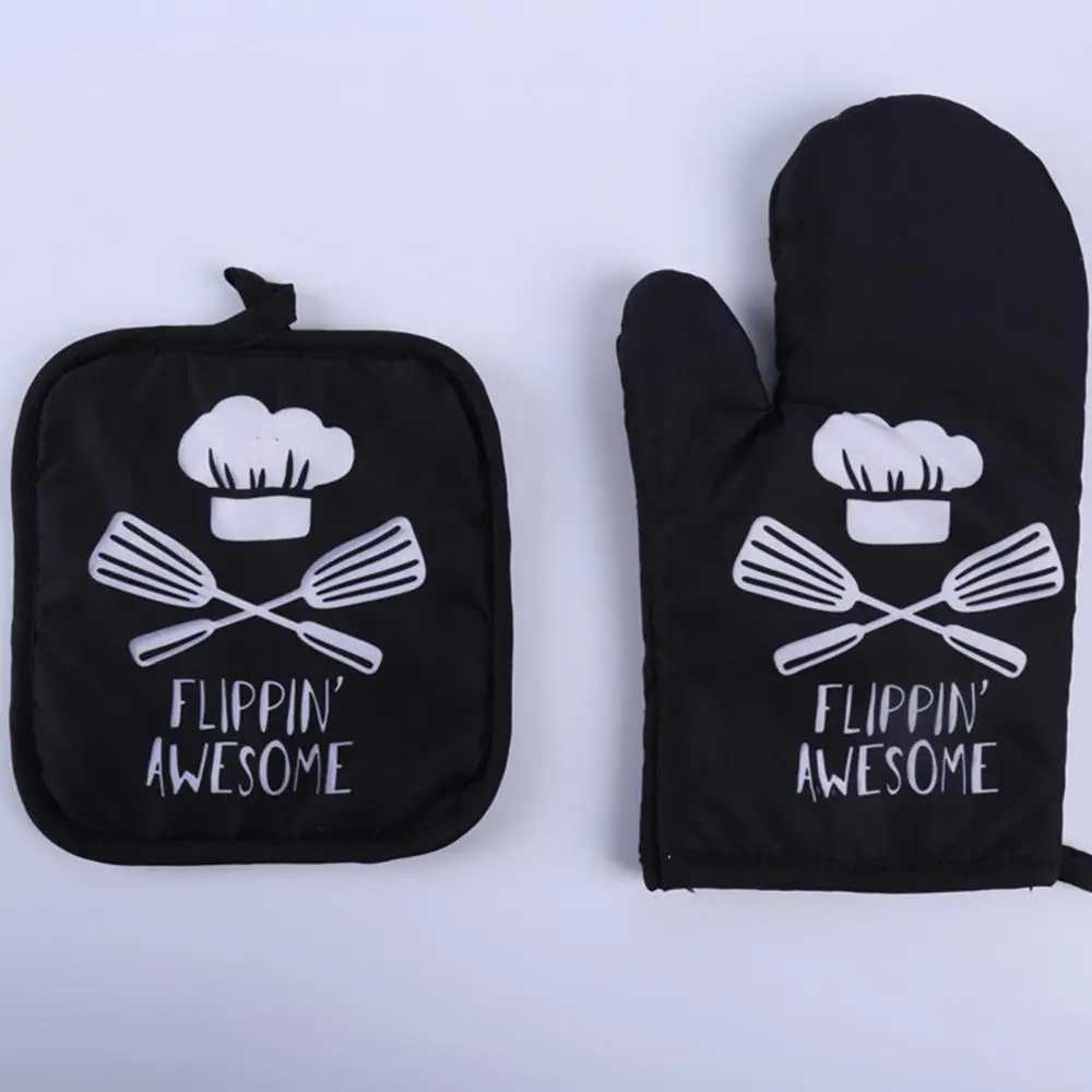 Twill Grid Thick Microwave Baking Right Glove Heat Resistant Mitten With Pot Pad A Pair Heat Insulation Gloves Oven Microwave