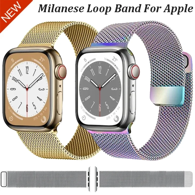 Milanese Loop Band für Apple Watch Ultra 9 8 7 6 SE 49 mm 44/41/40/45 mm Metall magnetisch atmungsaktives Armband iWatch 11 10 46 mm 42 mm