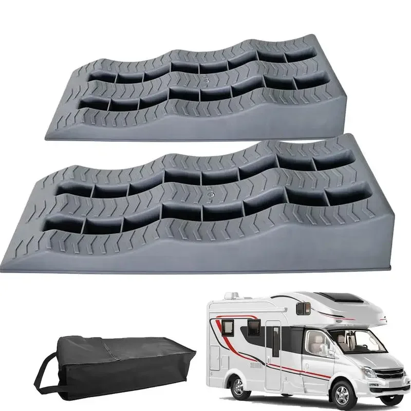 3 Stage Campers Leveling Blocks Lightweight Curb Ramps Heavy Duty Threshold Ramp 2Pcs RV Leveling Ramps RV Wheel Chocks