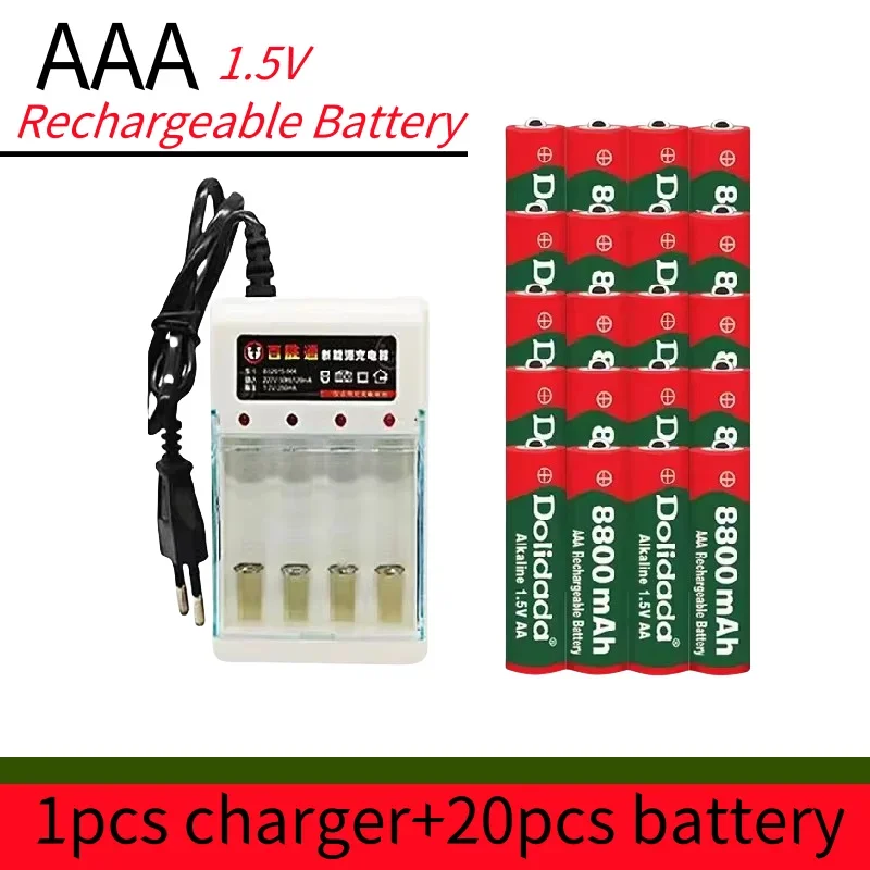 

Rechargeable Battery Original AAA 1.5 V 8800 Mah Rechargeable New Alcalinas Drummey +1pcs 4-cell Battery Charger