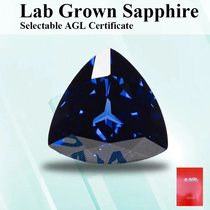 

Lab Grown Sapphire Triangle Shape Top Quality Royal Blue Stone For Charm Diy Jewelry Making Earrings Selectable AGL Certificate