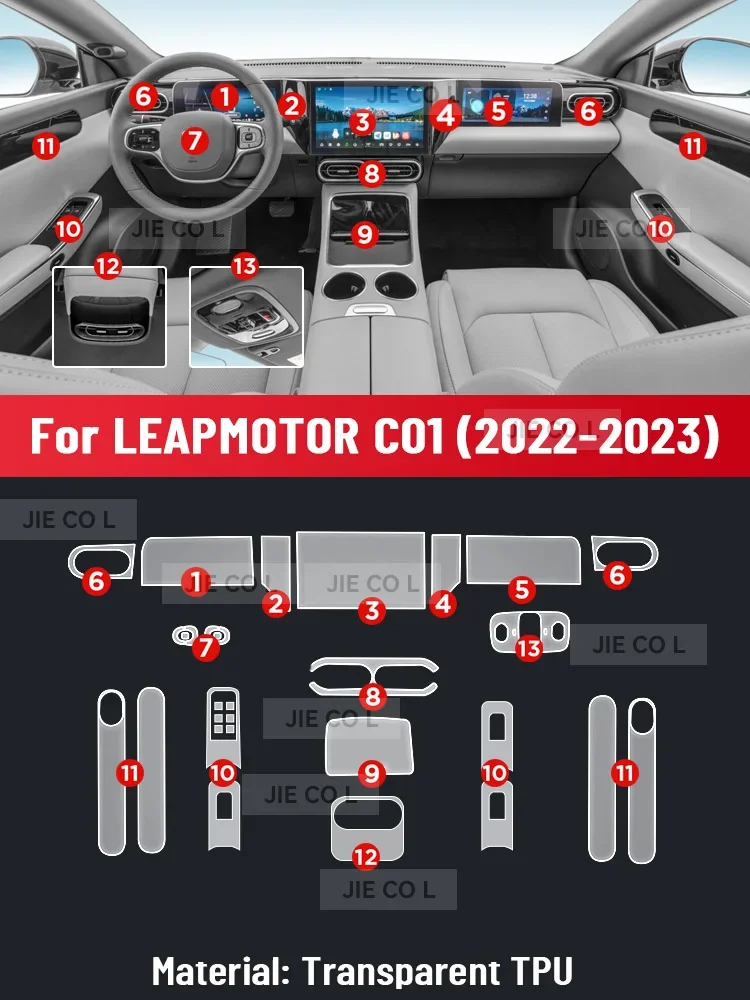 YMC Auto Central Control TPU Navigation Anti Scratch interior Protection Film Navigation For LEAPMOTOR C01 2022 2023 Accessories