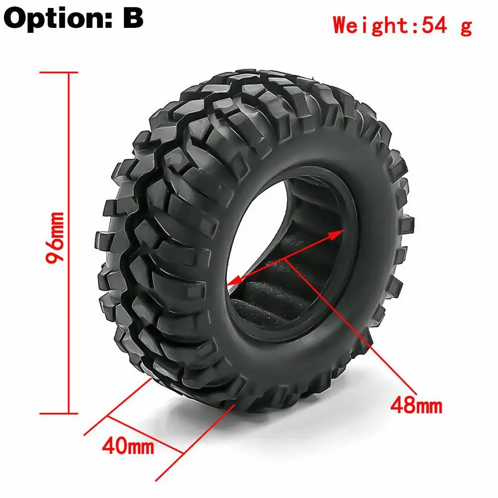 For 1/10 Rc Crawler Car Trax Trx4 Axial Scx10 Wraith Rc4wd Yikong Rgt Wrangler 1.9 Wheel 4pcs 1.9 Inch Rubber Tyre 96-108-115mm