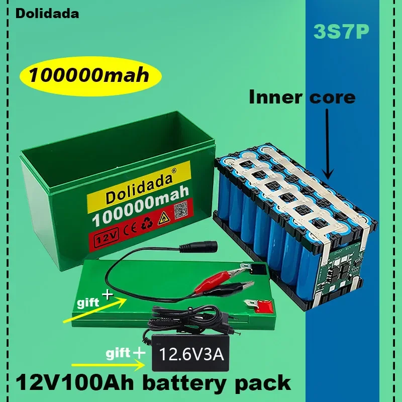 

2024New 12V 3S7P Lithium Ion Battery100Ah Is Suitable For Outdoor Lighting of Agricultural Sprayer Sound Reserve Battery+Charger