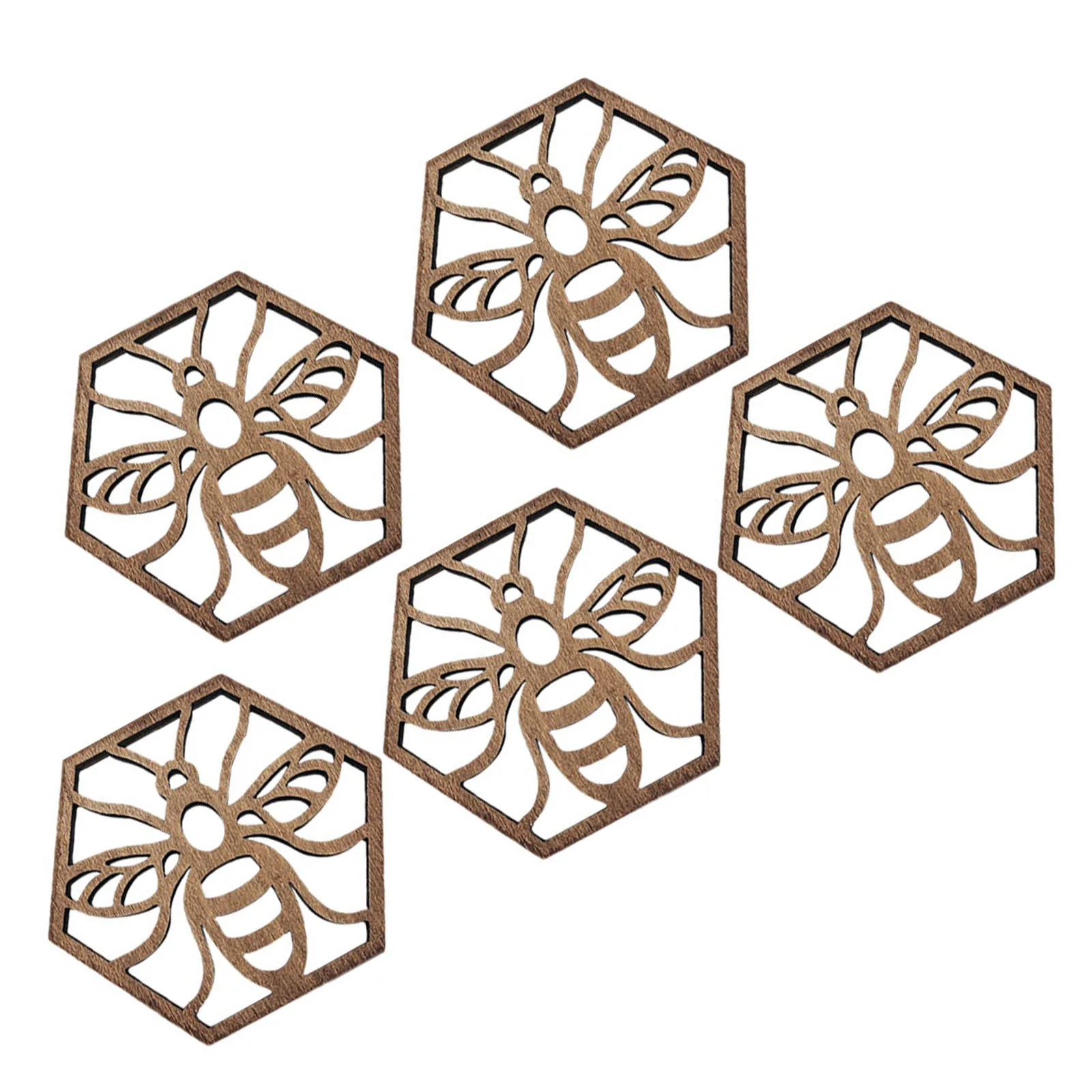 

5pcs Wooden Coasters Premium Natural Wood Tableware Mats Mug Cup Holders Smooth Home Supplies Party Tray Accessories For Coffee
