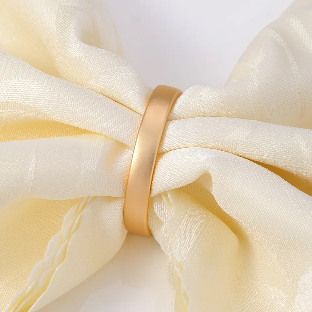 

12 Pcs Metal Stainless Steel Napkin Rings D-shaped Matte Gold Napkin Ring Holders Modern Minimalist
