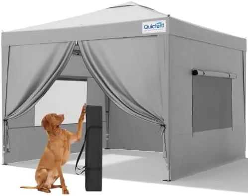 10x10 Pop Up Canopy Tent with 4 Sidewalls, Instant Setup Gazebo for 1 Person, Portable & Compact, Waterproof & UV