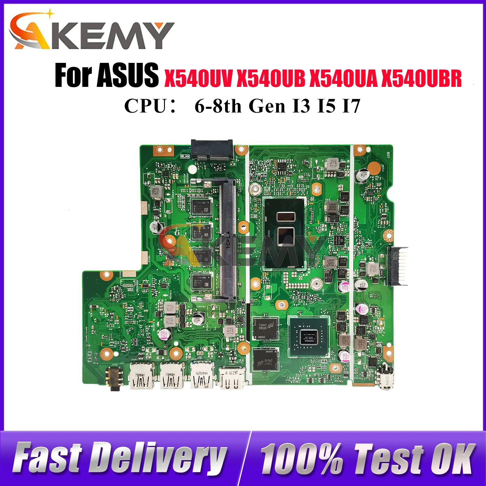 

X540UV Laptop Motherboard For ASUS K540U X540UAR A540U X540U X500U R540U X540UBR P540U F540U X540UB Mainboard With I3 I5 I7 CPU