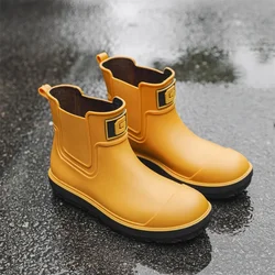 Rain Boots Men Anti-slip Wear-resistant Plush Fashion Kitchen Autumn Winter New Rain Shoes Ankle Women Waterproof Shoes