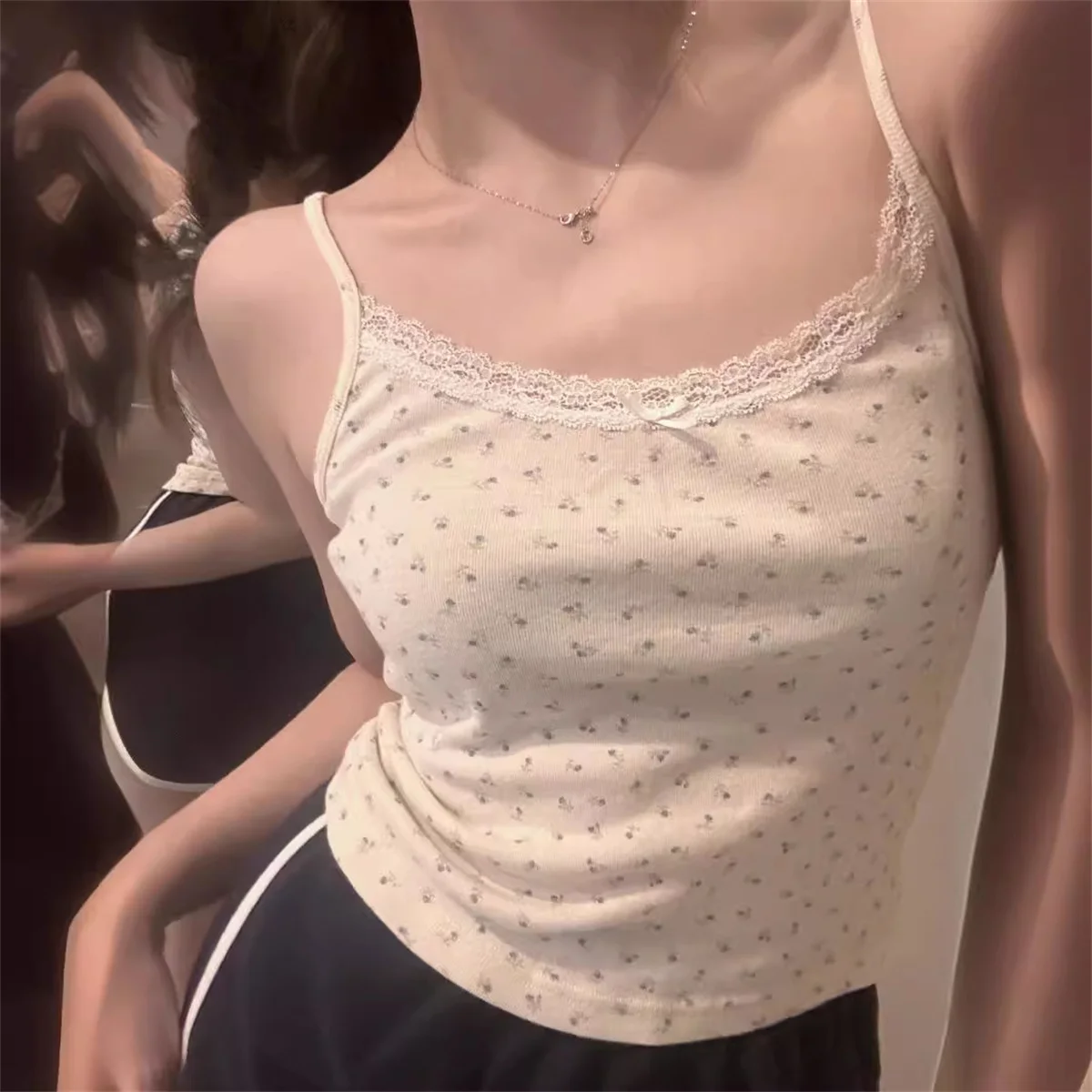 Y2k Short sleeve Sexy U Collar Floral Print Lace Slim T-shirt 2025 Summer Women Clothing Floral Slim Shirt Button T-shirt Top image 4
