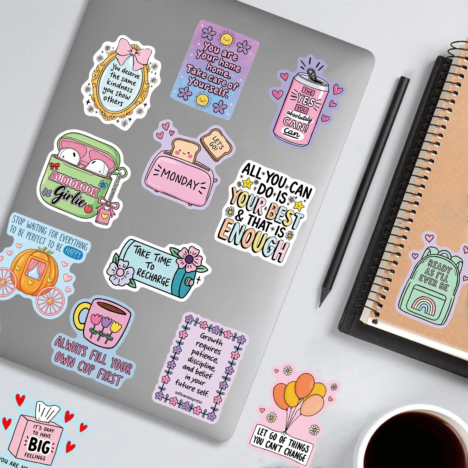 50PCS Motivational Quote Stickers Notebooks Laptop Luggage Notebook Supplies Fridge Guitar Creative Harajuku Resistant Sticker