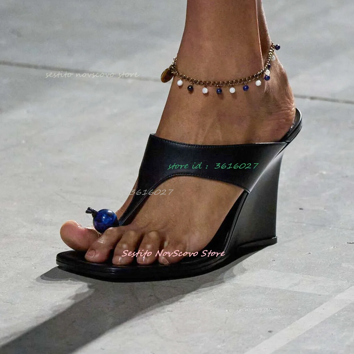 

Flip Flops Wedges High Heels Slip On Slippers Ball Decor Open Toe Sexy Women Summer Sandals Dress Party Causal Shoes