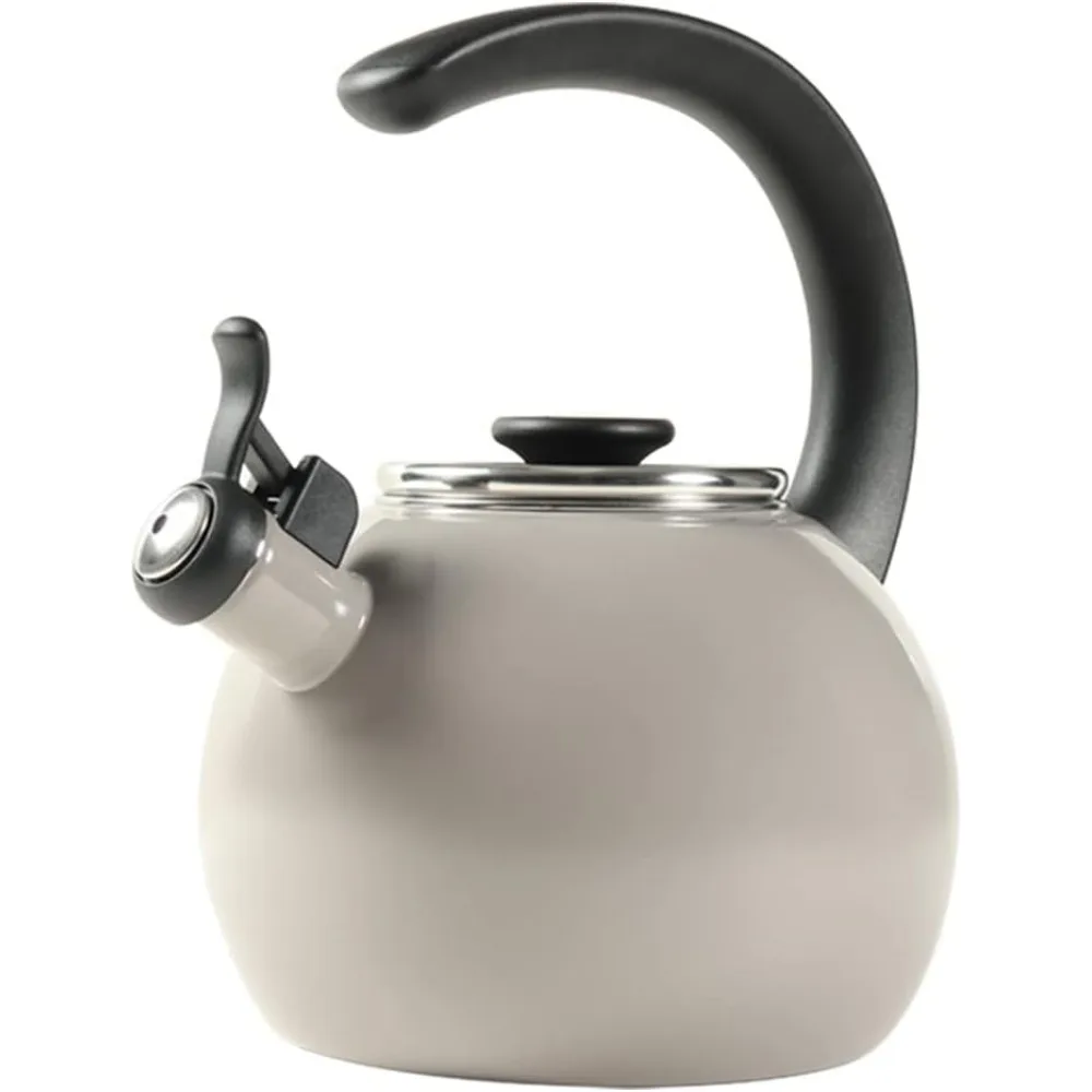 

2 Quart Gray Whistling Teapot with Flip-Up Spout, Induction Ready Stainless Steel Kettle