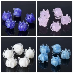 10pcs 10mm Round Flower Shape Handmade Lampwork Glass Loose Beads For DIY Crafts Jewelry Making Findings