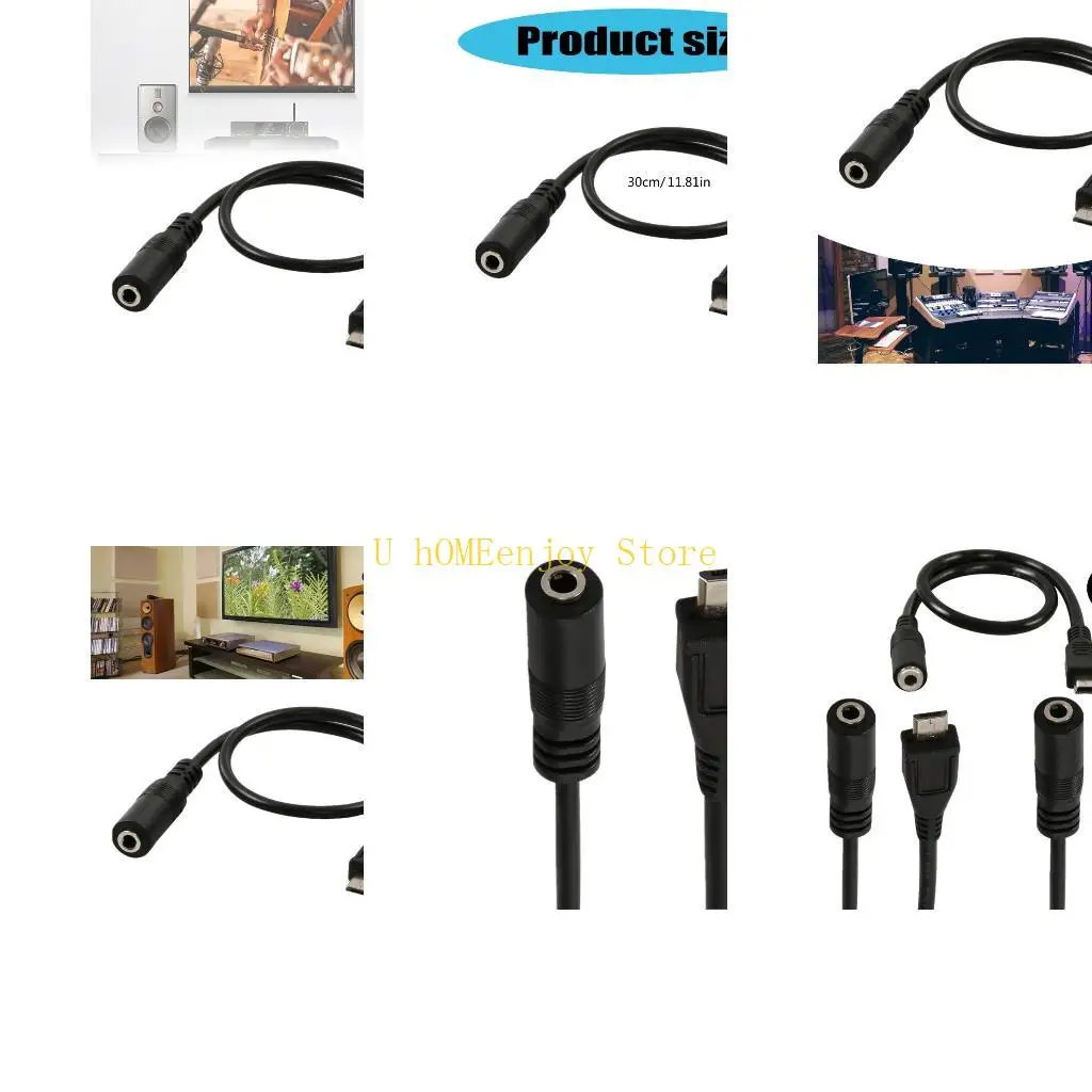 B0KF 3.5mm Audios Adapter Cable For Portable Headphones, Headsets,Speaker Smartphones