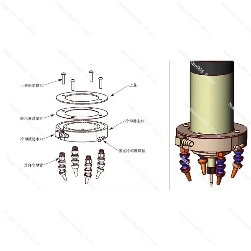 62/65/80/100/110/125/140/150mm Water Oil Cooling Liquid Coolant Pipe Hose Tube Nozzles Spray Ring For Spindle Motor Cnc Router