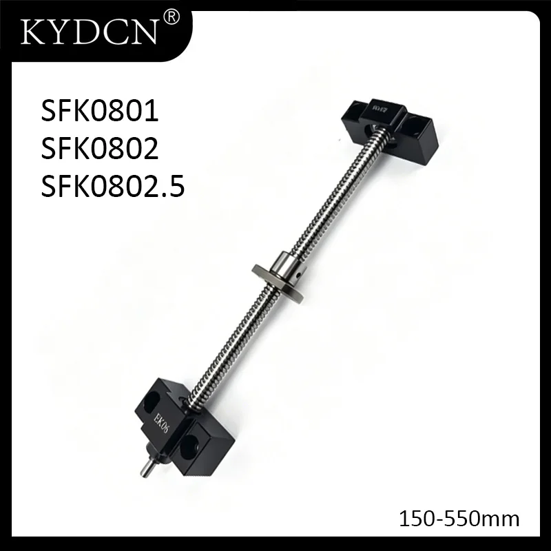 

Micro Screw Set SFK0801 SFK0802 8mm Ball Screw+Nut+End Support EKEF6 FKFF6 150mm-550mm CNC Roller Ballscrew for 3D Printer ﻿