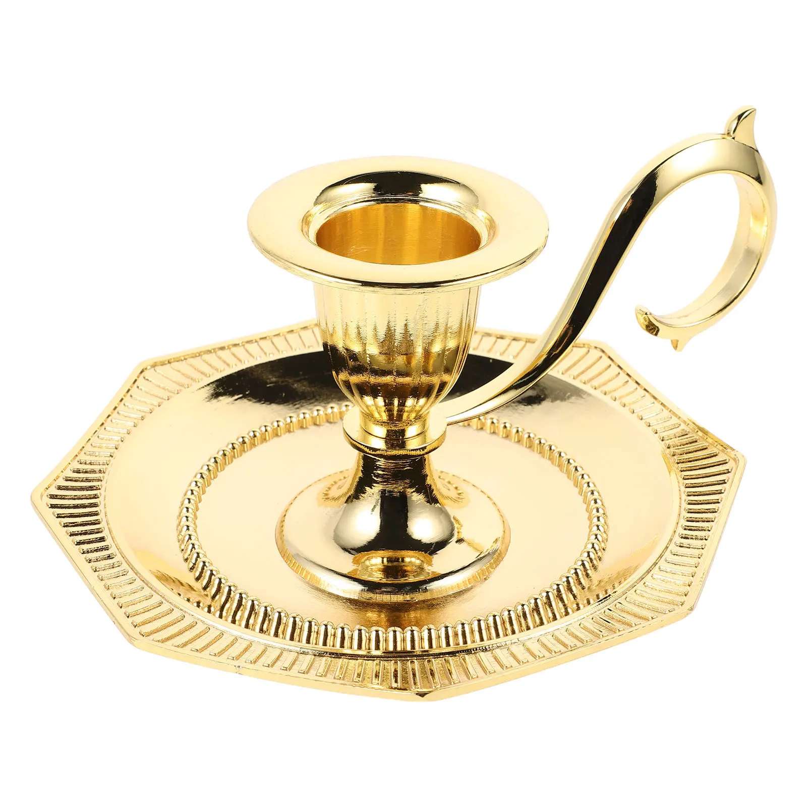 

Retro Alloy Candlestick Holder - Vintage Metal Goblet for Pillar Candles - Church Chapel Display Decor