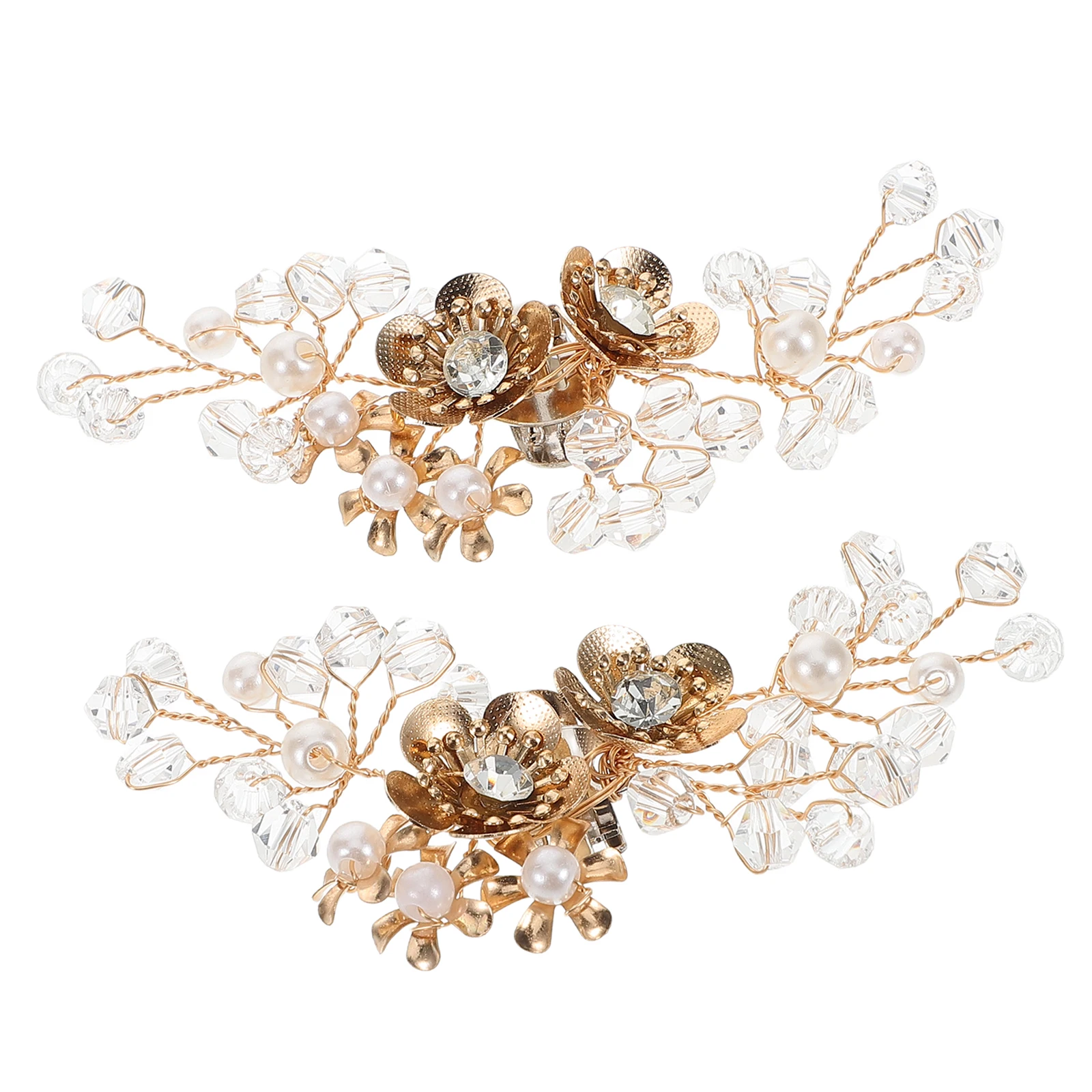 

2pcs Flower Crystal Shoe Decoration Bridal Buckles Clips Imitation Pearls Wedding Detachable Rhinestones Evening Party