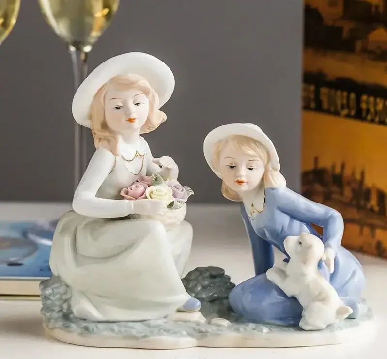 Ceramic European-style Cute Figure Sculpture Decoration Bedroom Bookcase Desktop Girl Art Statue Home Decor Birthday Present new