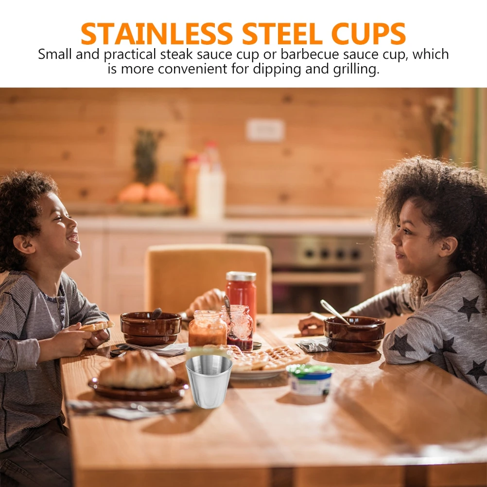 

5 Pcs Condiment Cups Stainless Steel Water Dipping Mold Sauce Bowl Silver Dishes