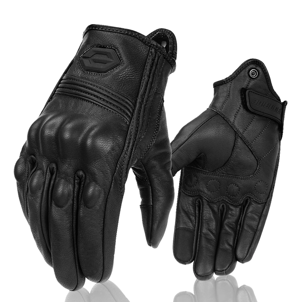 

Summer Motorcycle Gloves Leather Retro Motocross Glove Men Women Breathable Cycling Motorcyclist Protected ATV Guantes Moto