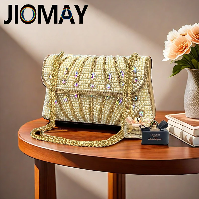 JIOMAY-Bolsa de Ouro Pérola Feminina, Novo Design, Bolsa de Luxo, Bolsa de Festa Versátil, Design de Personalidade, Sacola