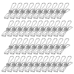 6cm 10/20/40/100Pcs Clothespin Stainless Steel Clips Clothes Pins Pegs Holders Clamps Sealing Tool Hangers Home Storage Organize