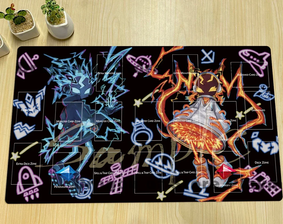 YuGiOh Playmat Splight Red & Splight Blue TCG CCG Mat Board Game Gaming Pad Trading Card Game Mat Rubber Mouse Pad Zone Free Bag