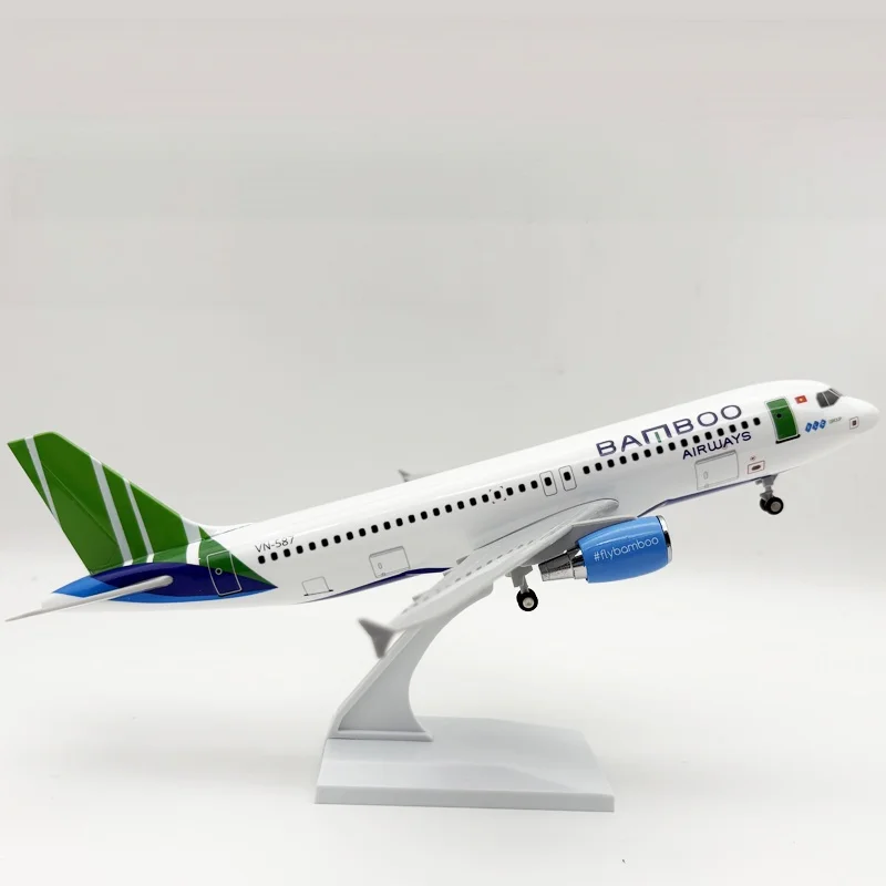 Air-bus 320 30CM Scale Aircraft A320 Bamboo Airways Resin Miniature Airplane Model With Base Plane Displays For Collectible Gift