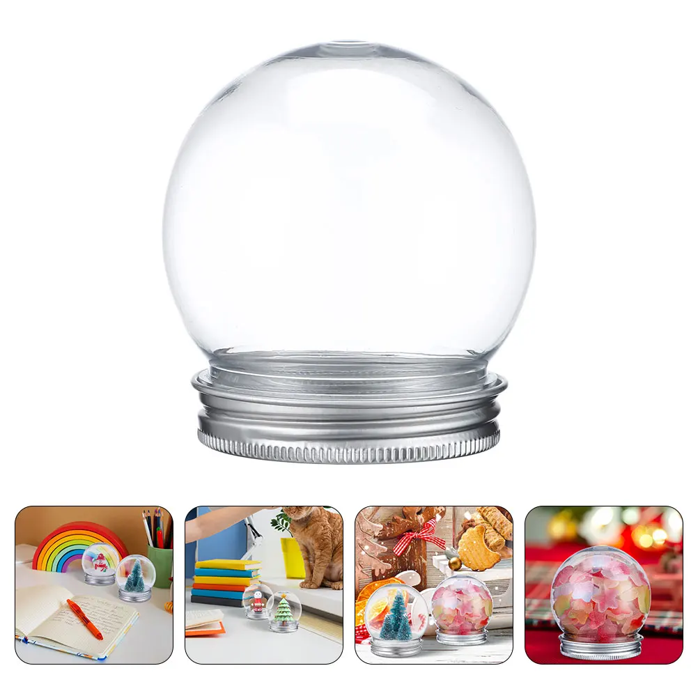 

10Pcs Snow Globe Candy Jar Clear Plastic Fillable Ball DIY Christmas Decoration Screw Cap Holiday Party Home Decor Craft