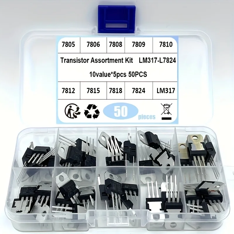 Lm317t l7805 l7806 l7808 l7809 l7810 l7812 l7815 l7818 l7824 Transistor-Sortiments kit 10 Wert * 5 stücke 50 stücke Spannungs regler box