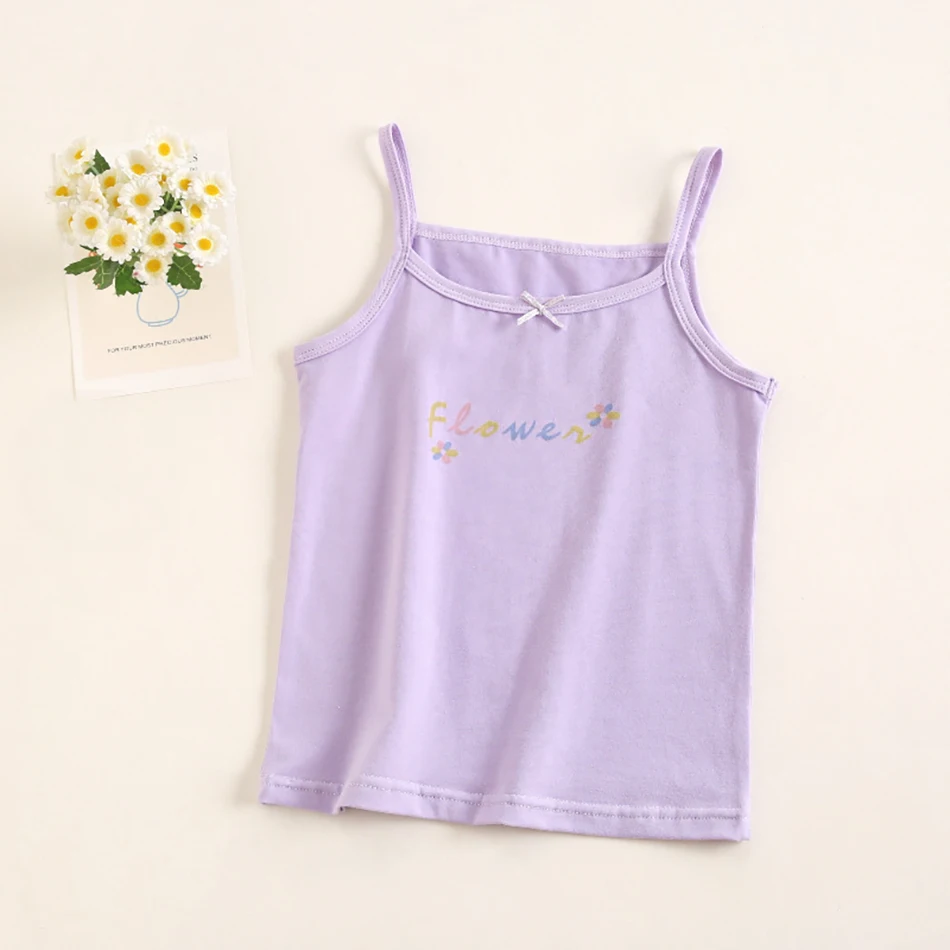 

Girls Spaghetti Straps Bowknot Camisole Tank Tops Baby Kids Summer Floral Soft Sleeveless Vest Children Casual Clothes