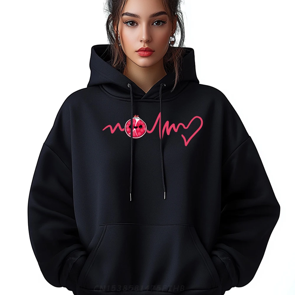 

Kawaii Pomegranate Heartbeat Graphic Pullover Hoodies Men Comfortable Luxury Clothes Men Classic