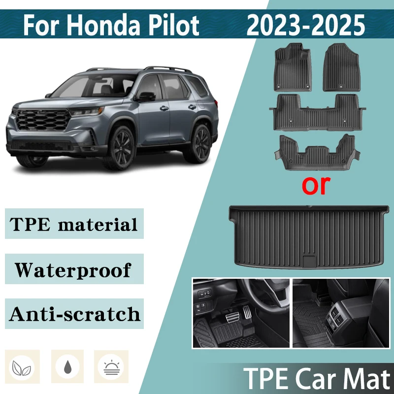 LHD TPE الحصير سيارة فرش داخلي للسيارات والشاحنات لهوندا الطيار اكسسوارات 2023 2024 2025 الخلفية منصات القدم صينية البضائع وسادة صندوق السيارة الأجزاء الداخلية #1
