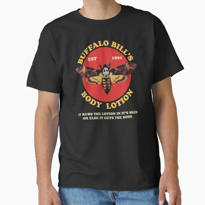 

Buffalo Bill's Body Lotionn vintage horror movie Hannibal scary film silence of the lambs T-shirt for men Large size Adult Tops