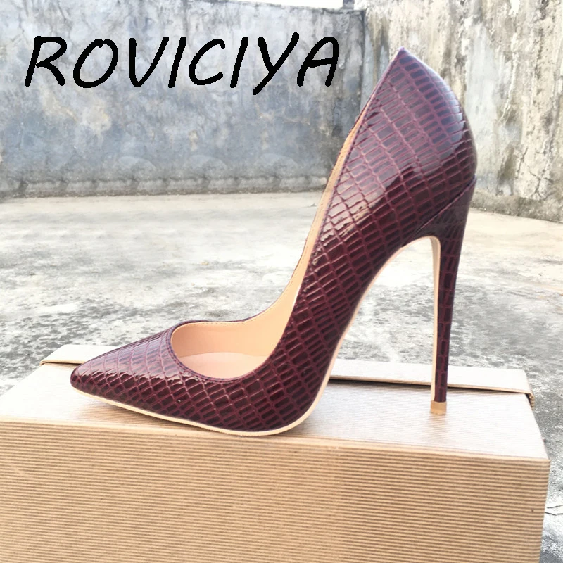 

Женская обувь, модные туфли-лодочки на шпильке, женские пикантные вечерние свадебные туфли с острым носком, вечерние туфли на очень высоком каблуке 12 см QP065 ROVICIYA