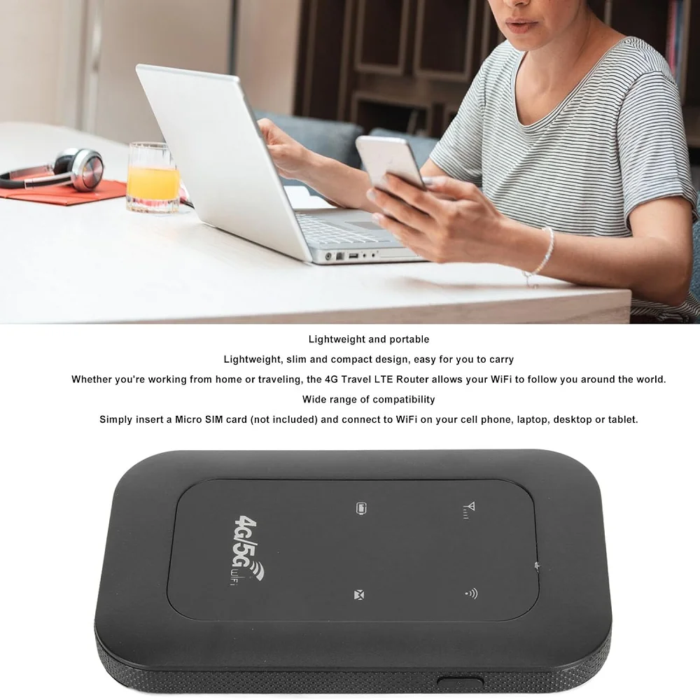 Mobile WiFi Router 2100mAh Battery Supports 10 Connected Devices 4G 5G LTE WiFi Hotspot 150Mbps High Speed Portable for Business image 4