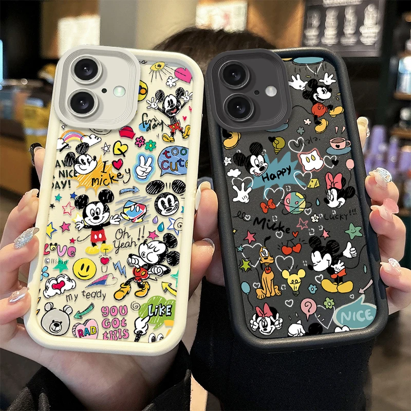 Funda de teléfono suave con grafiti de Disney Mickey para iPhone 17 Air 16E 16 15 14 Plus 13 12 11 Pro Max XR SE 2020 SE4 7 8 funda de silicona