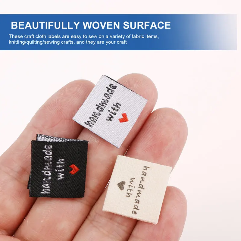 

A21I-150 шт., пришивные тканые этикетки для одежды ручной работы, тканевые бирки для шитья, рукоделия, одежды, кукол, шапок, обуви, швейные поделки, сделай сам