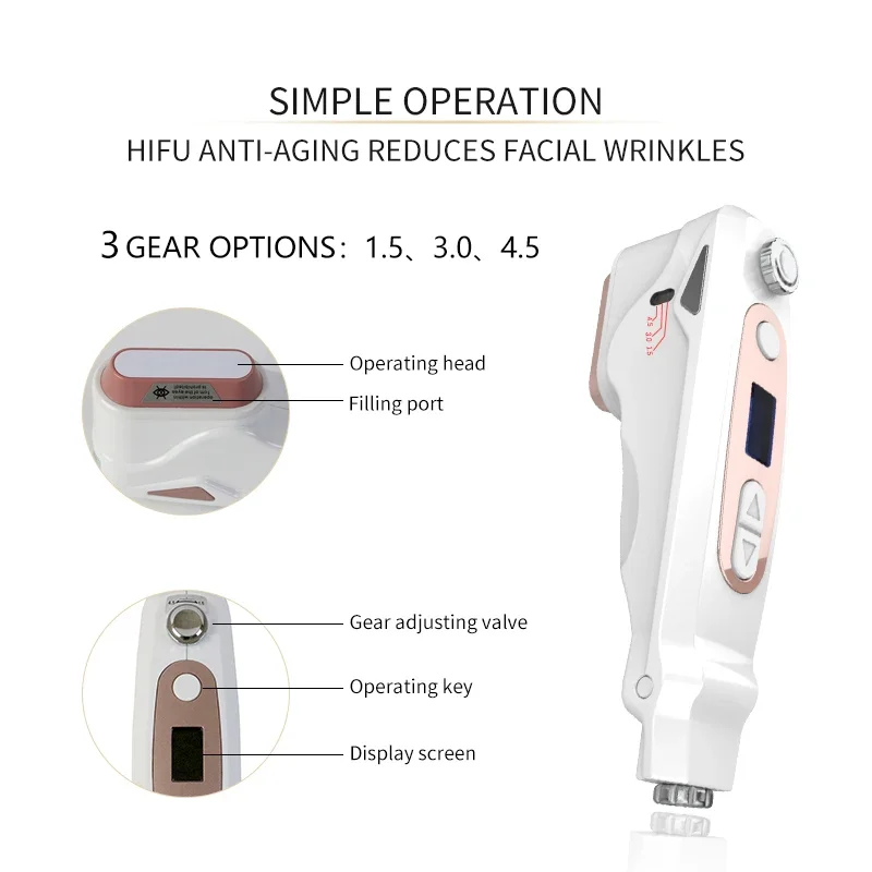 Mini Hifu Gezicht Lifting Instrument Thuisgebruik Professionele Gericht Huidverstrakking Anti-Aging Rimpel Ultrasone Gezichtsverzorging Apparaat