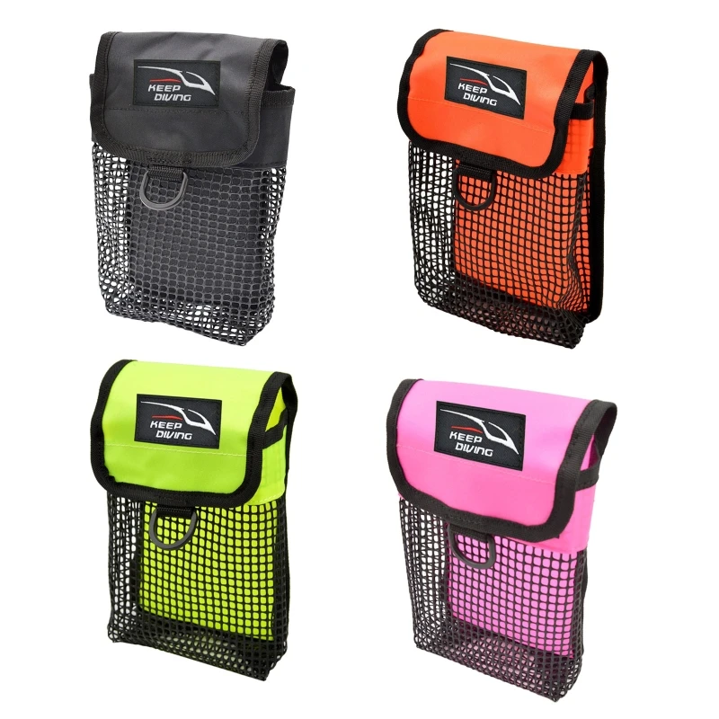 

F1FD Diving Gear Bag Finger Reel Safety Surface Marker Buoy Mesh Storage Pocket Snorkeling Equipment Holder Carry