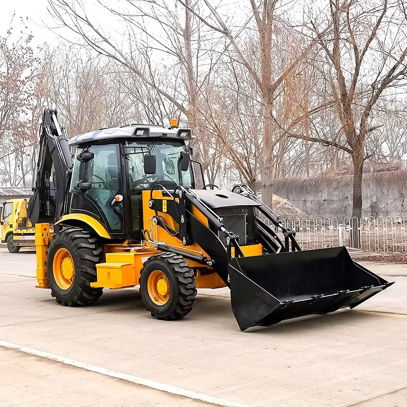 4WD Backhoe Loader Digger Tractor Machine 3 Ton with Front Bucket Rear Digger for Construction Site Material Handling