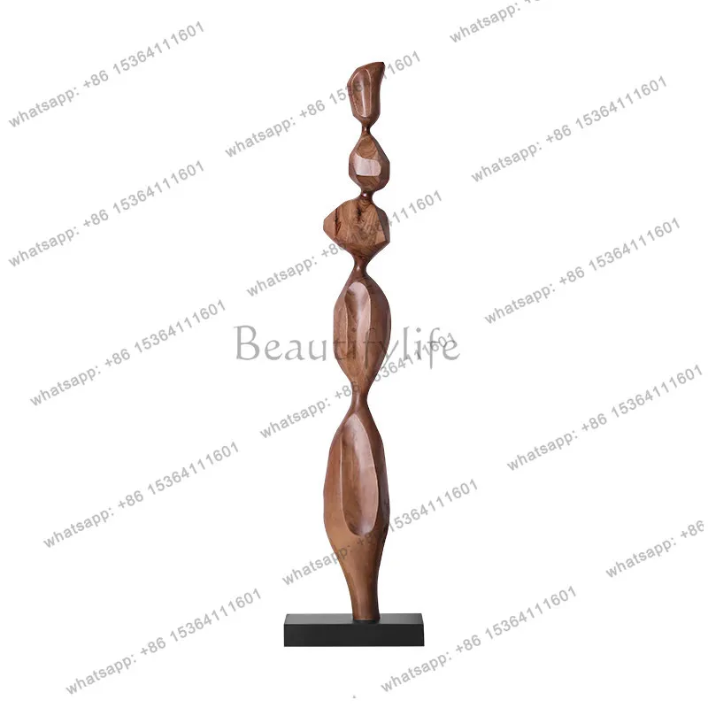 yj21 Bed and breakfast hotel solid wood sculpture artwork floor-to-ceiling ornaments living room entrance vertical height