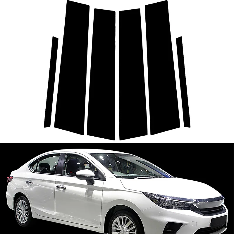 

Для Honda City GN1/2/3/5/6/7 седан/Hatchback 2020-2023 автомобильное окно, дверная колонка B C, накладка на стойку, глянцевые черные наклейки