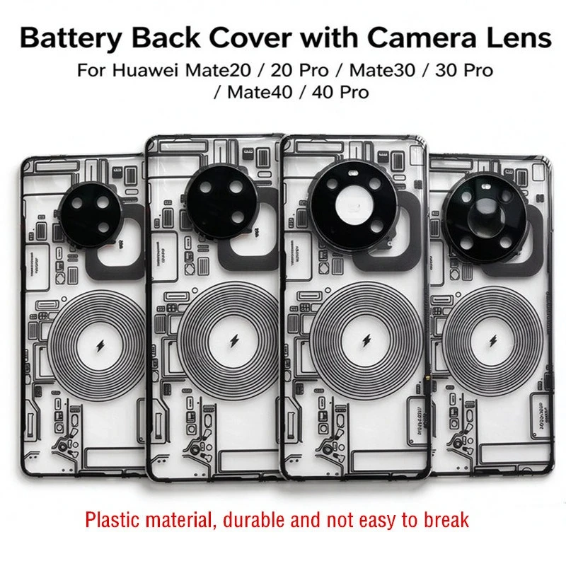 Plastic Battery Back Cover For Huawei Mate 20 30 40 Pro Mate40Pro, Rear Housing With Camera Frame Lens Phone Replacement Repair