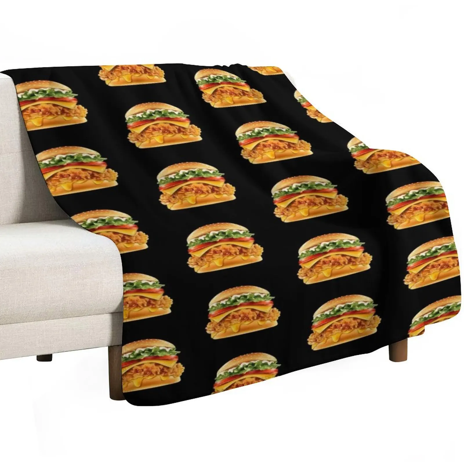 Crispy Chicken Burger With Melted Cheese Throw Blanket for winter Camping Kid'S Bed covers Moving For Decorative Sofa Blankets