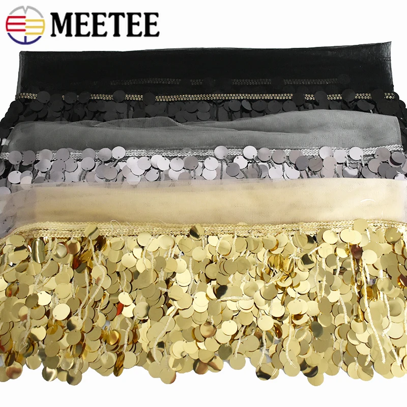 

1-5Yard 17cm Sequins Beaded Tassel Fringe Trim for Clothes Dresses Decorative Trimmings Stitching Lace Crafts Sewing Accessories