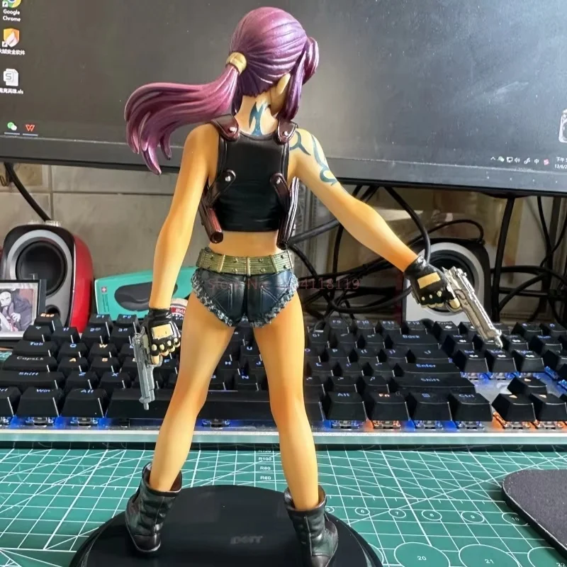 20cm Bandai Original Black Lagoon Two-Hand Anime Figure Revy（Rebecca）Action Model Collectibles Desktop Ornaments Toys Gifts Hot